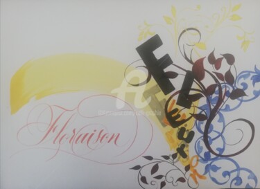 Zeichnungen mit dem Titel "Floraison" von Calli-Style, Original-Kunstwerk, Tinte