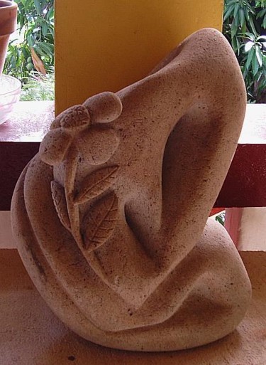 Sculpture titled "Coeur de Volcan" by Flavien Caloc, Original Artwork, Stone