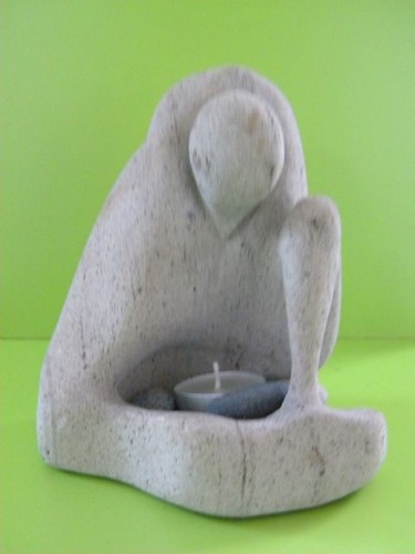 Sculpture intitulée "L'espwi nôm volkan" par Flavien Caloc, Œuvre d'art originale, Pierre