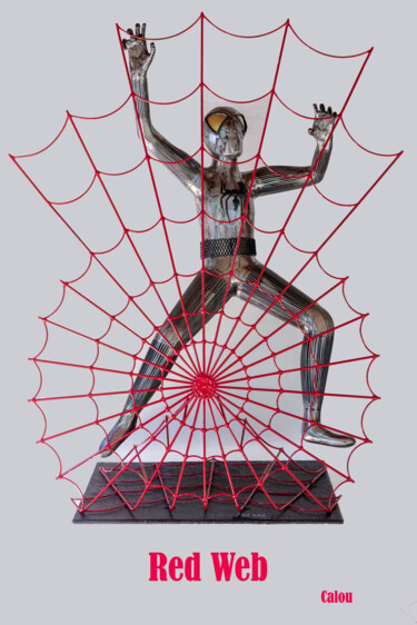 Escultura intitulada "RED WEB" por Calou, Obras de arte originais, Metais
