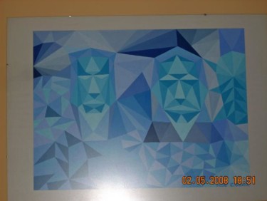 Malerei mit dem Titel "Masken" von Corinna Bucknor, Original-Kunstwerk, Tempera