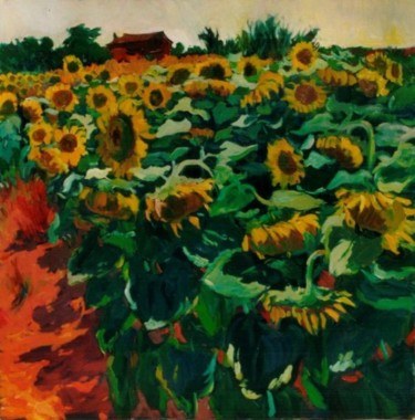 Malerei mit dem Titel "Campo de girasoles" von Juan Antonio Garcia Calventus, Original-Kunstwerk