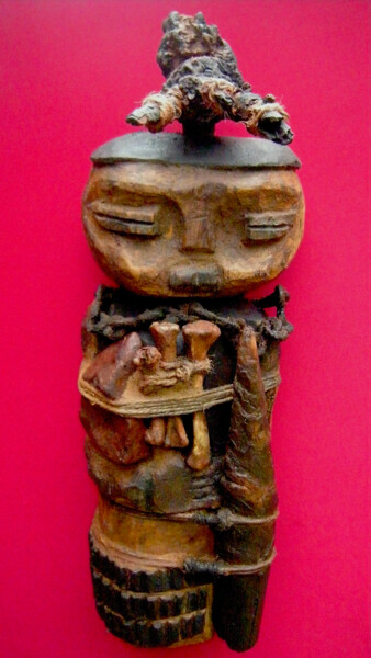 Γλυπτική με τίτλο "voodoo # 38" από Cambrousse, Αυθεντικά έργα τέχνης, Ξύλο