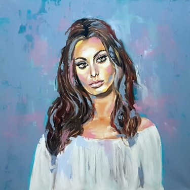 Malerei mit dem Titel "Sophia Loren" von Camelia Berberich, Original-Kunstwerk, Acryl