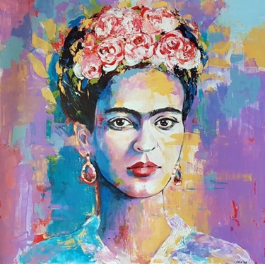 Malerei mit dem Titel "Frida Kahlo" von Camelia Berberich, Original-Kunstwerk, Acryl