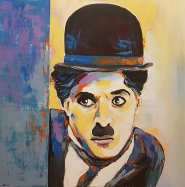 Malerei mit dem Titel "Charly Chaplin" von Camelia Berberich, Original-Kunstwerk, Acryl