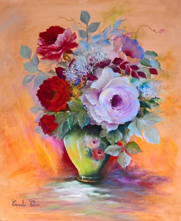 Ζωγραφική με τίτλο "mauve rose" από Elena, Αυθεντικά έργα τέχνης, Λάδι