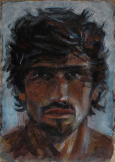 Painting titled "Portrait-homme-2-6" by Hubert Camiglieri, Original Artwork, Acrylic