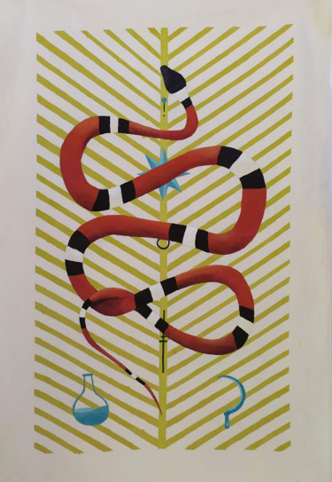 Painting titled "Cobra-Caminho" by Camila Crivelenti, Original Artwork, Acrylic