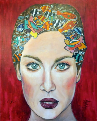 Painting titled "Louise II" by Camille Carreau, Original Artwork, Acrylic