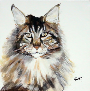 Painting titled "cat III" by Camille Carreau, Original Artwork, Acrylic