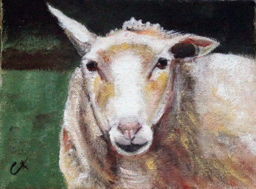 Painting titled "lamb" by Camille Carreau, Original Artwork, Acrylic