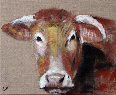 Painting titled "cow" by Camille Carreau, Original Artwork, Acrylic