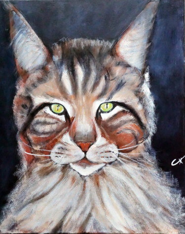 Painting titled "cat IV" by Camille Carreau, Original Artwork, Acrylic