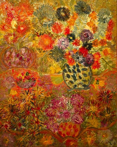 Pittura intitolato "Effusion de fleurs" da Camille Escalle, Opera d'arte originale, Acrilico