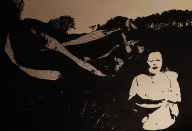 Drawing titled "Comme il y a des mu…" by Camille Escudero, Original Artwork, Ink Mounted on Wood Panel