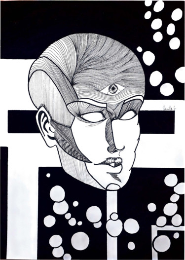 Drawing titled "Human Design" by Camille Geraldes, Original Artwork, Gel pen