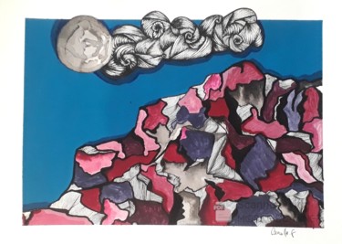 Painting titled "La montagne rose et…" by Camille Geraldes, Original Artwork, Acrylic