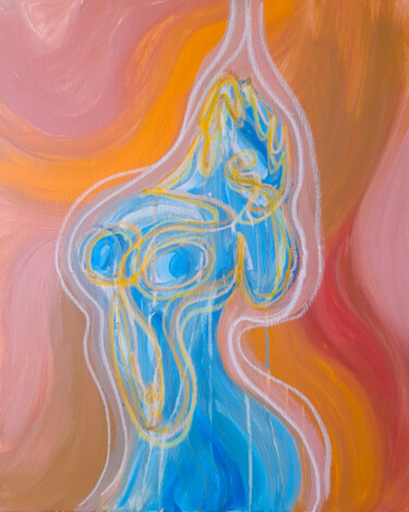 Painting titled "Aphrodite" by Camille Groll, Original Artwork, Acrylic Mounted on Wood Stretcher frame