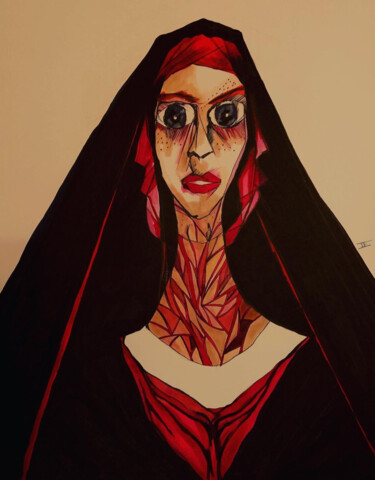 Drawing titled "nun" by Camille Joanny, Original Artwork, Marker