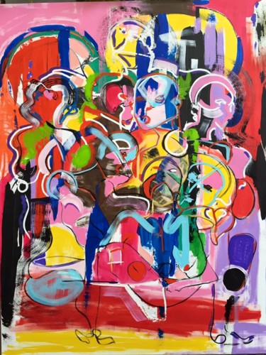 Painting titled "Caras y caretas (SO…" by Camille Oudinot, Original Artwork, Acrylic