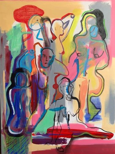 Painting titled "Bodies" by Camille Oudinot, Original Artwork, Acrylic