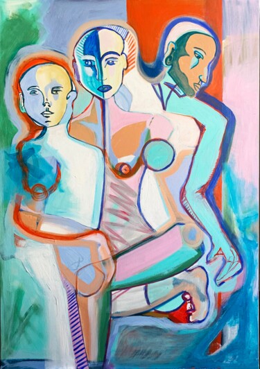 Painting titled "Family" by Camille Oudinot, Original Artwork, Acrylic Mounted on artwork_cat.