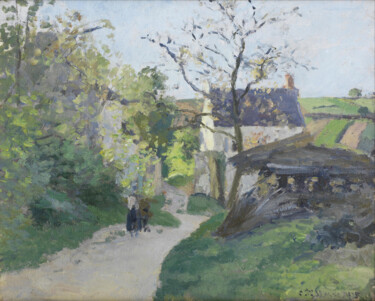 Schilderij getiteld "Le grand noyer, la…" door Camille Pissarro, Origineel Kunstwerk, Olie