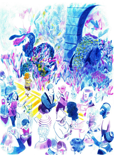 Dessin intitulée "Six Reines" par Limcela, Œuvre d'art originale, Crayon