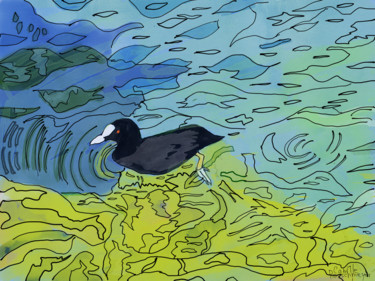 Arte digitale intitolato "Les oiseaux du lac…" da Camille Rouschmeyer, Opera d'arte originale, Pittura digitale