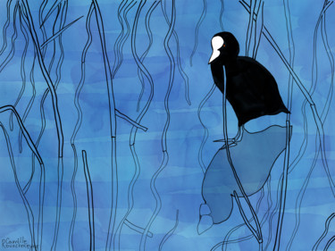 Arte digital titulada "Les oiseaux du lac…" por Camille Rouschmeyer, Obra de arte original, Pintura Digital