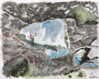 Картина под названием "Ruisseau de montagne" - Camille Rouschmeyer, Подлинное произведение искусства, Акварель