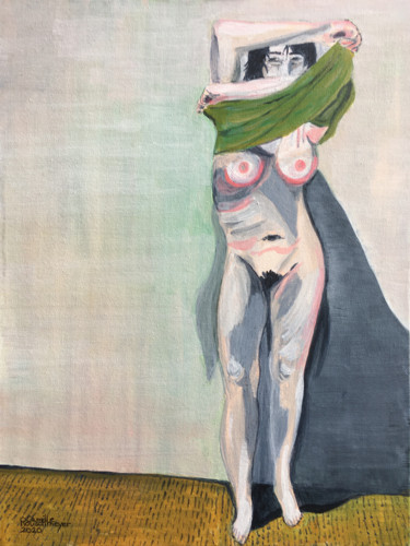 绘画 标题为“La fille ôtant sa n…” 由Camille Rouschmeyer, 原创艺术品, 丙烯 安装在纸板上
