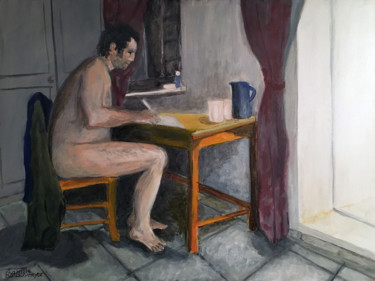 Pittura intitolato "L'artiste nu" da Camille Rouschmeyer, Opera d'arte originale, Acrilico Montato su Cartone