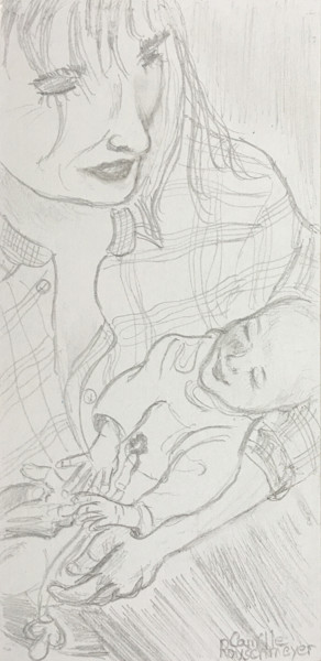 Drawing titled "Premier sourire" by Camille Rouschmeyer, Original Artwork, Pencil