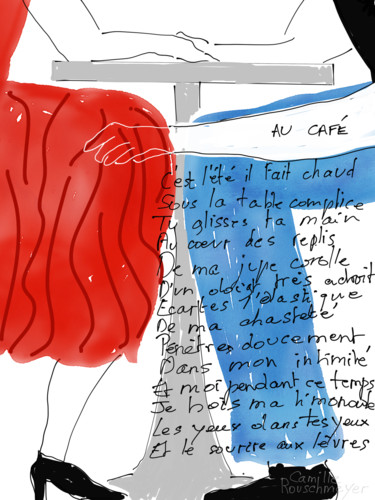 Grafika cyfrowa / sztuka generowana cyfrowo zatytułowany „Au café” autorstwa Camille Rouschmeyer, Oryginalna praca, Malarstw…
