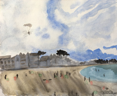 Painting titled "Sous le ciel" by Camille Rouschmeyer, Original Artwork, Watercolor