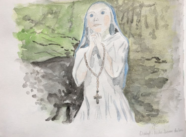 Peinture intitulée "Duingt, Notre-Dame…" par Camille Rouschmeyer, Œuvre d'art originale, Aquarelle