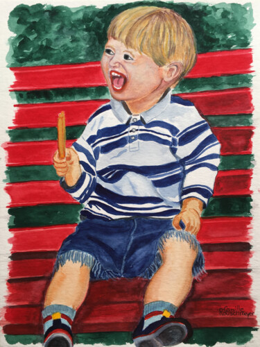 Painting titled "La frite" by Camille Rouschmeyer, Original Artwork, Watercolor