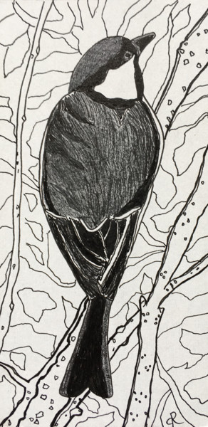 Drawing titled "Mésange" by Camille Rouschmeyer, Original Artwork, Marker