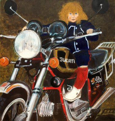 Pintura titulada "Une future motarde" por Camille Rouschmeyer, Obra de arte original, Acrílico