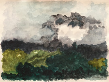 Pintura intitulada "Blanc nuage" por Camille Rouschmeyer, Obras de arte originais, Aquarela