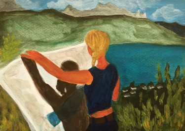 Картина под названием "En montagne" - Camille Rouschmeyer, Подлинное произведение искусства, Акрил