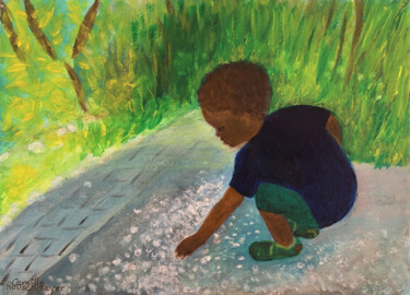 Peinture intitulée "Le petit garçon aux…" par Camille Rouschmeyer, Œuvre d'art originale, Acrylique