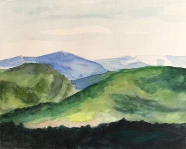 Painting titled "Montagnes" by Camille Rouschmeyer, Original Artwork, Watercolor