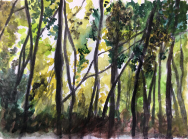 Schilderij getiteld "Forêt" door Camille Rouschmeyer, Origineel Kunstwerk, Aquarel