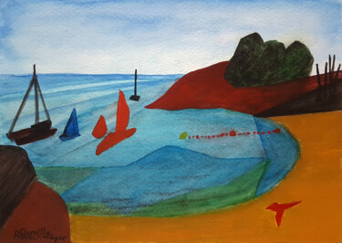 Painting titled "Quiberon" by Camille Rouschmeyer, Original Artwork, Watercolor