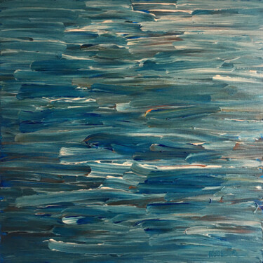 Painting titled "Bleu océan" by Camille Rouschmeyer, Original Artwork, Acrylic Mounted on Wood Panel
