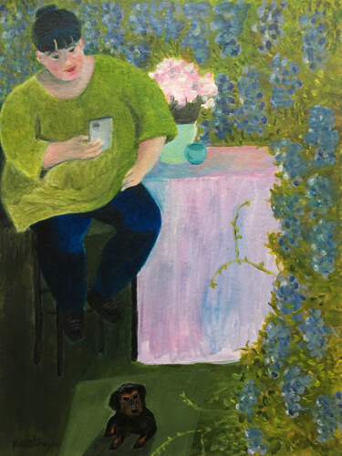 Malerei mit dem Titel "Jeune femme au teck…" von Camille Rouschmeyer, Original-Kunstwerk, Acryl