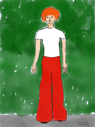 Arts numériques intitulée "Femme au pantalon r…" par Camille Rouschmeyer, Œuvre d'art originale, Peinture numérique